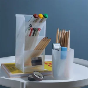 White Desk Pen Holder Pencil Storage Box
