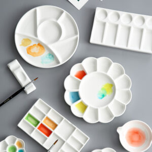 Flower Plum Rectangle Ceramic Palette Color Mixing