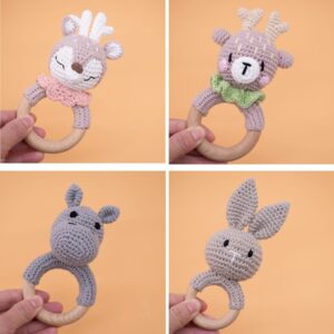 Baby Crochet Animal Rattle Wooden Toys